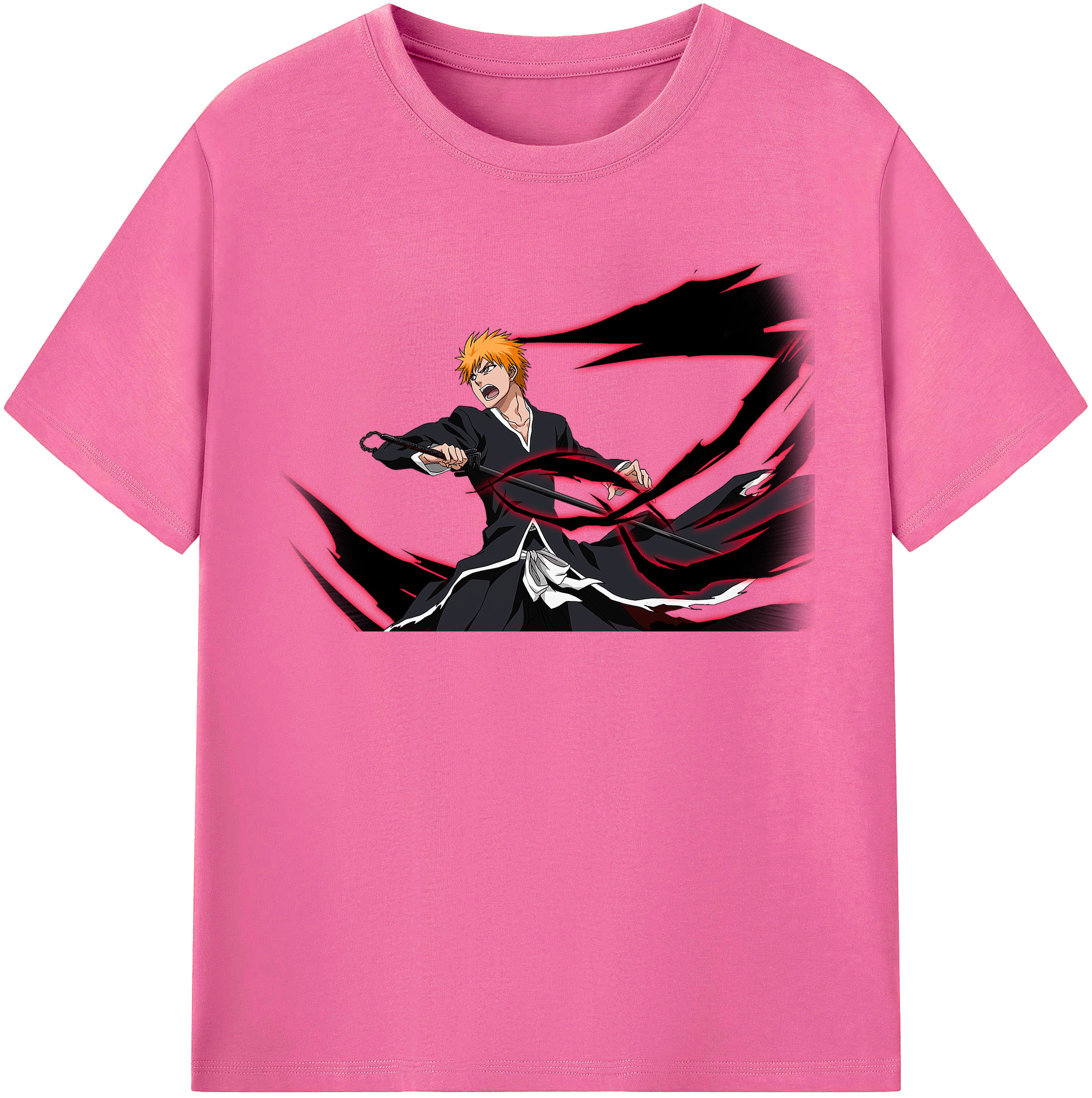 （画像用） ブリーチ 黒崎一護（くろさき いちご）BLEACH Kurosaki Ichigo レディースカジュアルプリントTシャツ（綿100％）